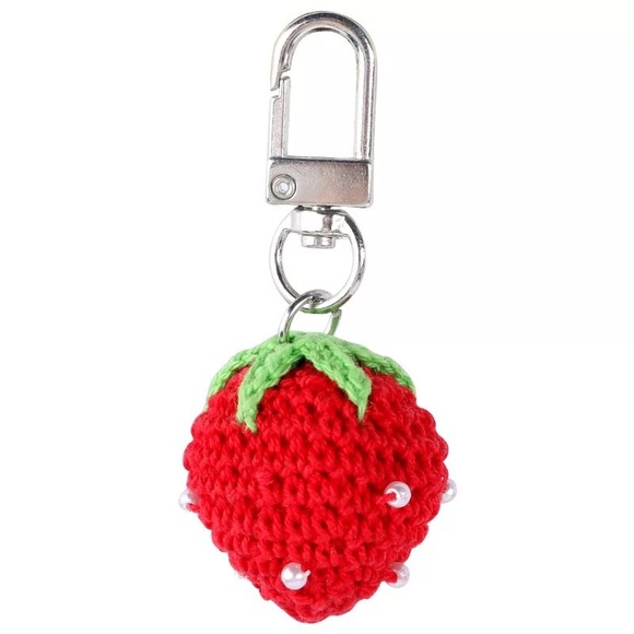 Strawberry Cherry keychain crochet cute small accessories - Picture 5 of 5